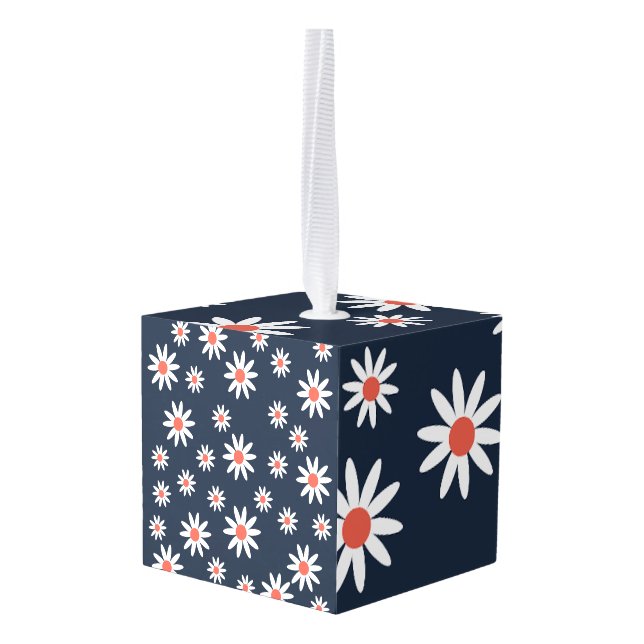 Adorno Cúbico Daises Flower (Reverso en perspectiva)