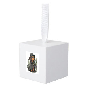 Adorno Cúbico Detective Dachshund - Perro que resuelve misterios