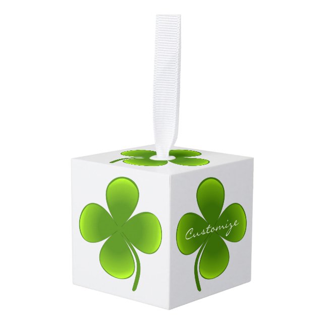 Adorno Cúbico Día de San Patricio Shamrock Thunder_Cove (Anverso en perspectiva)
