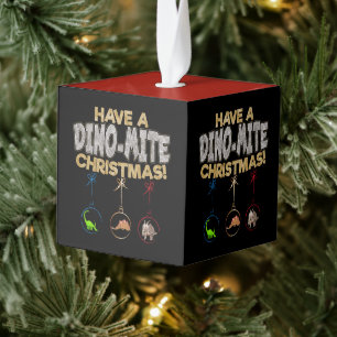 Adorno Cúbico Dino Pun Dinosauri Navidad