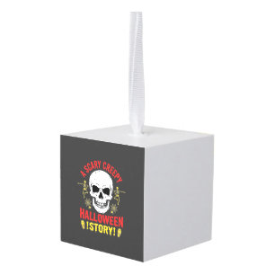 Adorno Cúbico Diseño de calavera de historia espeluznante y ater