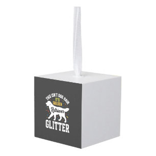 Adorno Cúbico Diseño de pelo de perro con purpurina de Golden Re