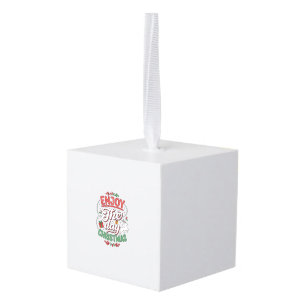 Adorno Cúbico Disfruta El Día Regalo Reno De Navidad