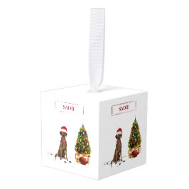 Adorno Cúbico El labrador marrón recuperó un árbol de perros gra