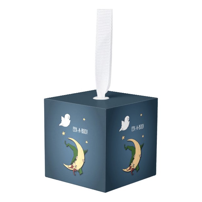 Adorno Cúbico El primer bebé de Halloween mira una bruja de boci (Anverso en perspectiva)