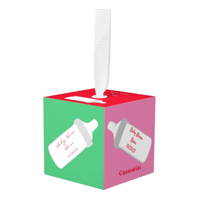 Adorno Cúbico El primer Thunder_Cove navideño del bebé (Anverso en perspectiva)