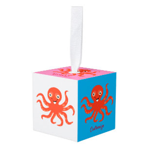Adorno Cúbico El pulpo sonriente rojo agudo Thunder_Cove