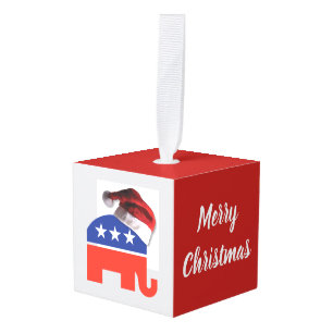 Adorno Cúbico Elefante republicano Santa Claus