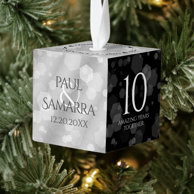 Adorno Cúbico Elegante 10° Aniversario Boda de Madera (Árbol)