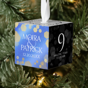 Adorno Cúbico Elegante 9° Aniversario del Boda Lapis Lazuli