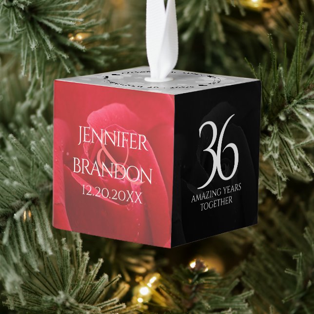 Adorno Cúbico Elegante celebración del 36° Aniversario Rosa Boda (Árbol)