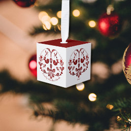 Adorno Cúbico Elegantes Navidades bilingües de Borgoña