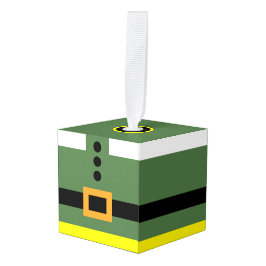 Adorno Cúbico Elf Wooden Cube Christmas Ornament