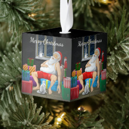 Adorno Cúbico Encantador café con Santa María