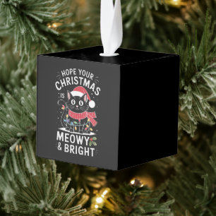 Adorno Cúbico Espero Que Tu Navidad Sea Feliz y Brillante Gato N