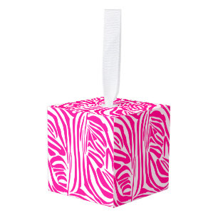 Adorno Cúbico Estampado de cebra rosa