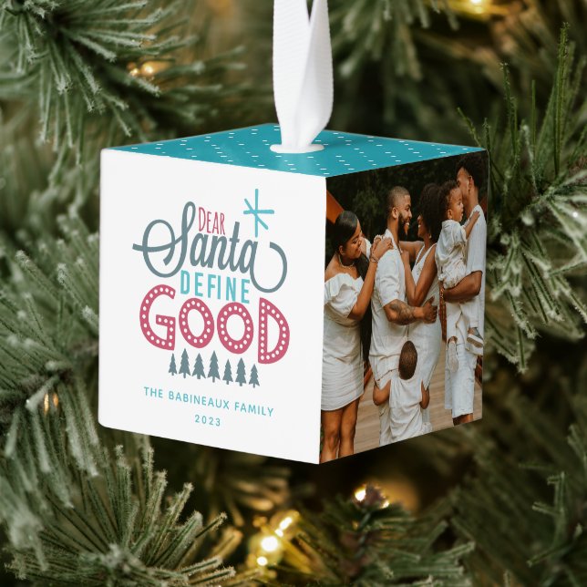 Adorno Cúbico Estimado amigo de Santa Define Good 3 Photo Cube (Árbol)