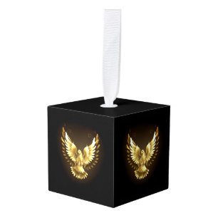 Adorno Cúbico Falsa paloma de paz del Relieve metalizado dorado