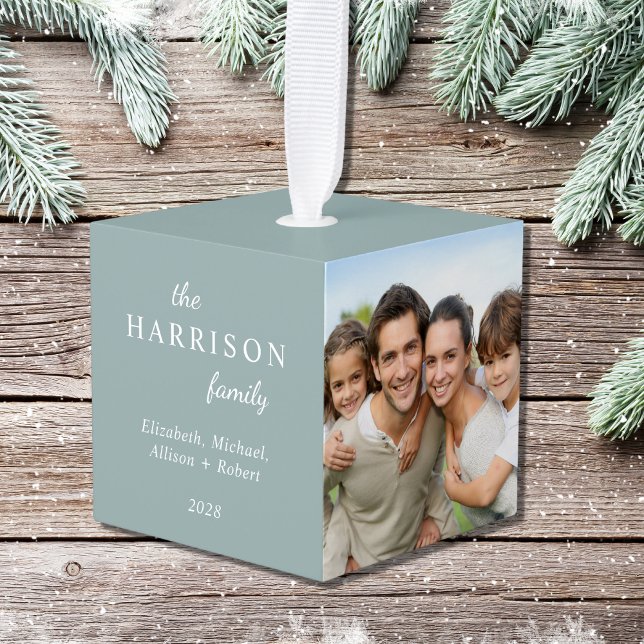 Adorno Cúbico Familia 3 Navidades de foto de Sage Green (Subido por el creador)
