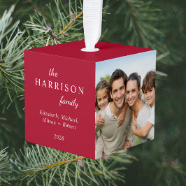 Adorno Cúbico Familia 3 Navidades rojos fotográficos