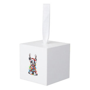 Adorno Cúbico Famosos Navidades franceses de Bulldog encienden a