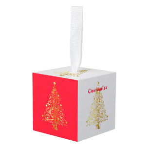 Adorno Cúbico Fancy Gold Christmas Tree Thunder_Cove