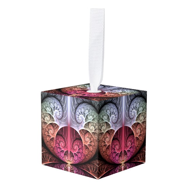 Adorno Cúbico Fantasía irreal abstracta arte fractal (Anverso en perspectiva)