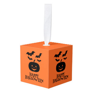 Adorno Cúbico Feliz Bate de Calabaza de Halloween Mínimo