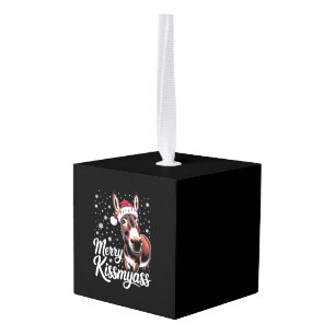 Adorno Cúbico Feliz burro besamano sarcástico Navidades pijama d