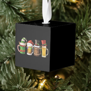 Adorno Cúbico Feliz Navidad Cervezas Bebiendo Santa Beer Lover