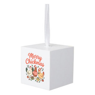 Adorno Cúbico Feliz Navidad de Pollo Chickmas