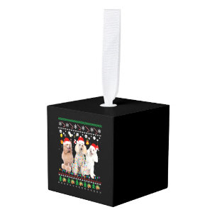 Adorno Cúbico Feliz Navidad Fea Navidad Poodle Santa Hat Navidad