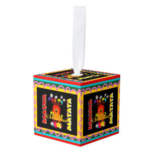 Adorno Cúbico Feliz Navidad y feliz feriado bendito