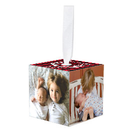 Adorno Cúbico Festividad Festividad Plaid Deer Antlers 4 Fotos f