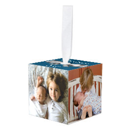 Adorno Cúbico Festividad Festividad Plata Bow 4 Fotos familiares