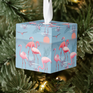 Adorno Cúbico Flamingos Patrón 1