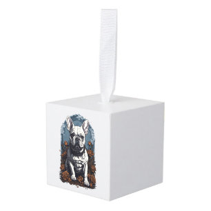 Adorno Cúbico Floral gótica de Bulldog francés