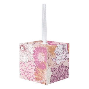 Adorno Cúbico Floral sin foco