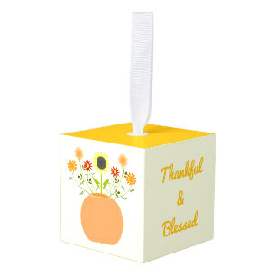 Adorno Cúbico Flores de Acción de Gracias en Personalizado de Ca