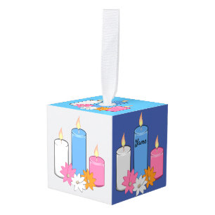 Adorno Cúbico Flores de velas encendidas Thunder_Cove