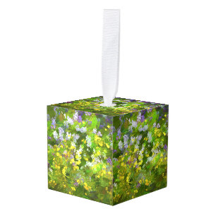 Adorno Cúbico Flores silvestres Impasto Pintura - Arte de flores