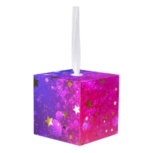 Adorno Cúbico Fondo azul rosa brillante