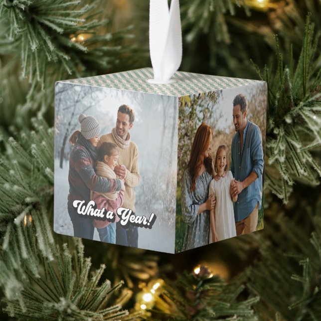 Adorno Cúbico Foto de la familia retro "Año en revisión" de cuat (Árbol)