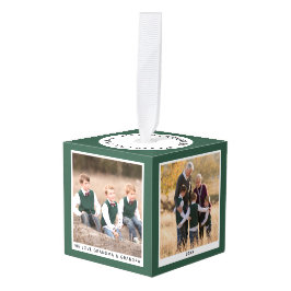 Adorno Cúbico Foto de Navidades de abuelos verdes personalizable