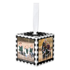 Adorno Cúbico Foto de Navidades de personalizable blanco y negro