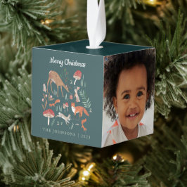 Adorno Cúbico Foto de Navidades verdes de animales de Woodland