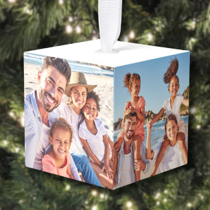 Adorno Cúbico Foto personalizada de familia en Navidad