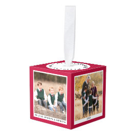 Adorno Cúbico Foto personalizada de los abuelos rojos Navidades