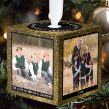 Foto personalizada de Navidad con brillo dorado
