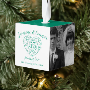 Adorno Cúbico Foto personalizado del 55° aniversario de Boda Es